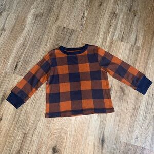 The Children's Place Orange and Navy Checkered Long Sleeve Tee